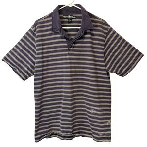 Bullhead Y2K Polo Shirt XL Navy Striped Short Sleeve 90s Grunge Billie Eilish